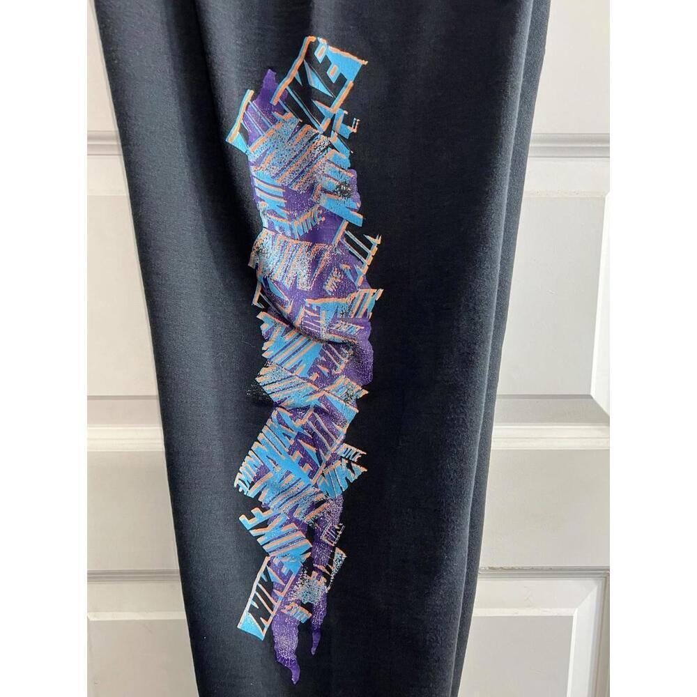VTG 90s Nike Gray Tag Kids Blk Sweatpants Sz 10-12 Large Graphic Print USA Swoos - Picture 4 of 8